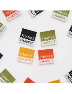 Set van 8 geweven labels - Thanks I made it