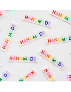 Set van 8 geweven labels - Handgemaakt regenboog
