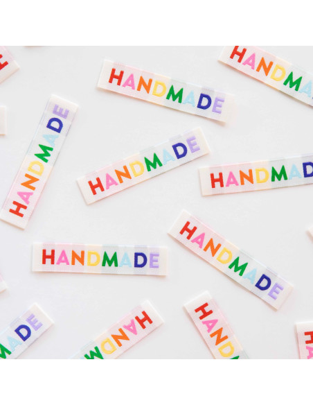 Set van 8 geweven labels - Handgemaakt regenboog