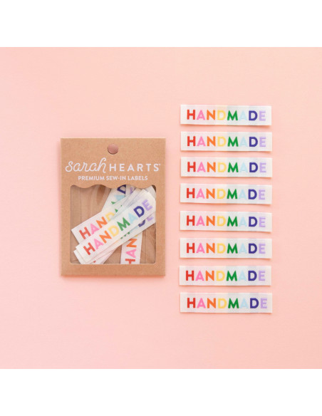 Set van 8 geweven labels - Handgemaakt regenboog