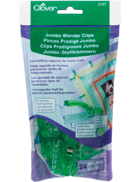 Zakje met 24 Prodige Clover Jumbo clips - Donkergroen
