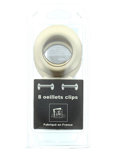Set van 8 gordijnringen Ø44 mm - Satijn - Goudbeige