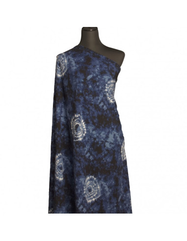 Tie-dye bedrukt stof - Blauw