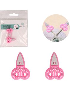 Breistoppers voor breinaalden - Roze schaar