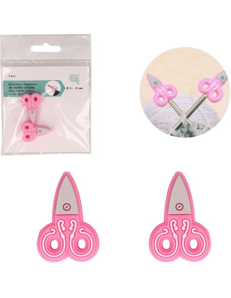 Breistoppers voor breinaalden - Roze schaar