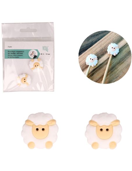 Breistoppers voor breinaalden - Witte schaap