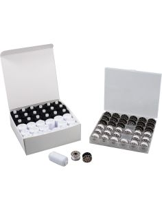 Naaiset & platte metalen spoelen – 72 stuks – zwart & wit 2
