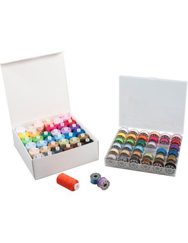 Naaiset & platte metalen spoelen – 72 stuks – assorti kleuren
