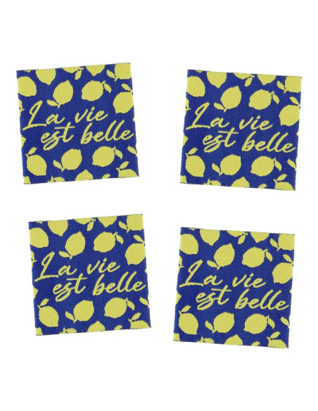 Set van 4 labels om op te naaien - Het leven is mooi