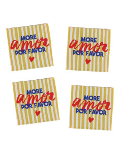 Set van 4 labels om op te naaien - More amor por favor