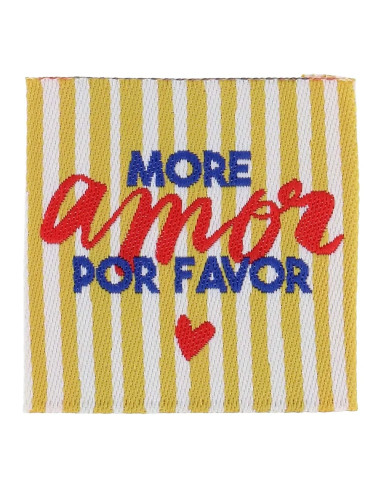 Set van 4 labels om op te naaien - More amor por favor