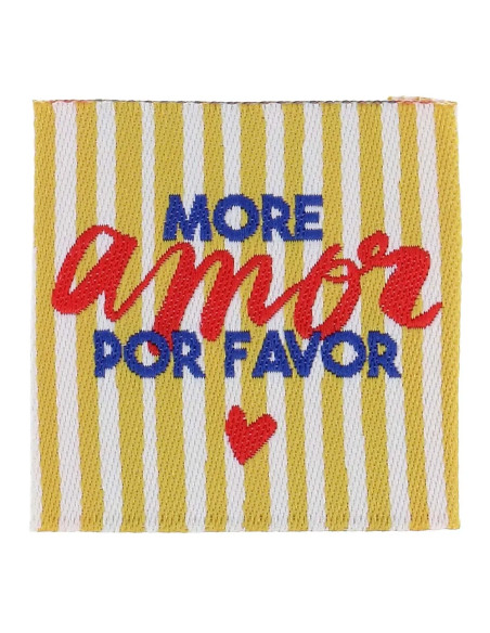 Set van 4 labels om op te naaien - More amor por favor