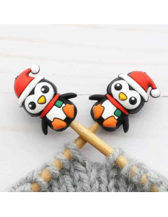 Breistoppers voor breinaalden - Kerstpinguïns
