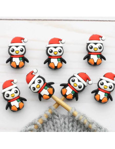 Breistoppers voor breinaalden - Kerstpinguïns 2