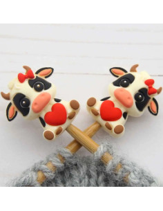 Breistoppers voor breinaalden - Lovely koe