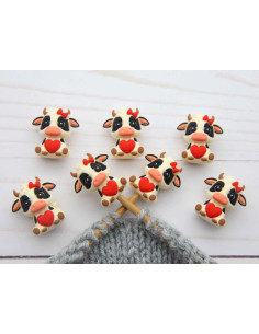 Breistoppers voor breinaalden - Lovely koe 2