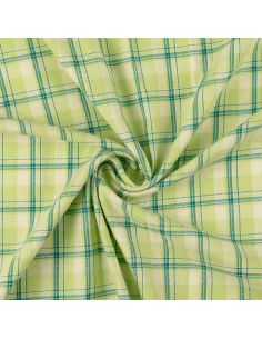 Schotse tartan flanel stof - Groen met muntstrepen