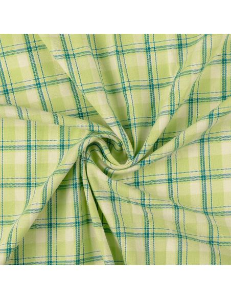 Schotse tartan flanel stof - Groen met muntstrepen