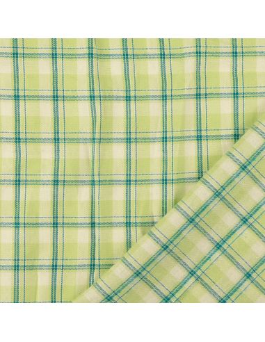 Schotse tartan flanel stof - Groen met muntstrepen