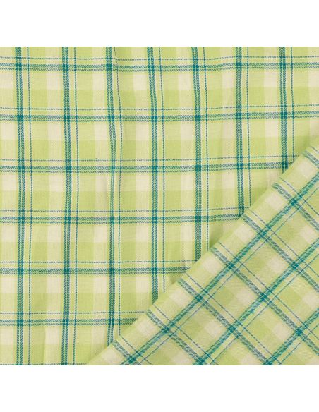 Schotse tartan flanel stof - Groen met muntstrepen