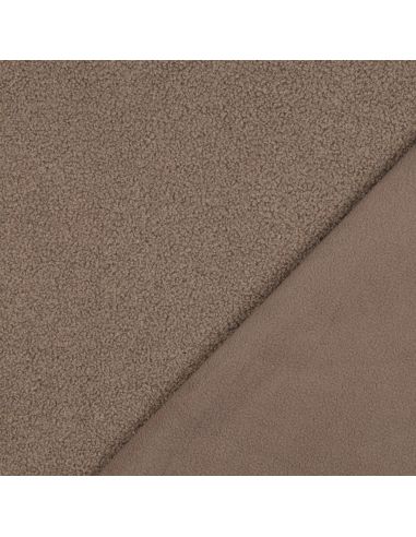 Dubbelzijdige Teddy-fleece stof - Taupe