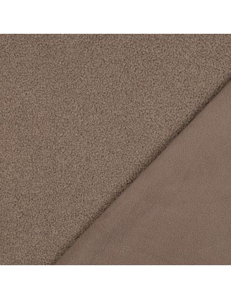 Dubbelzijdige Teddy-fleece stof - Taupe