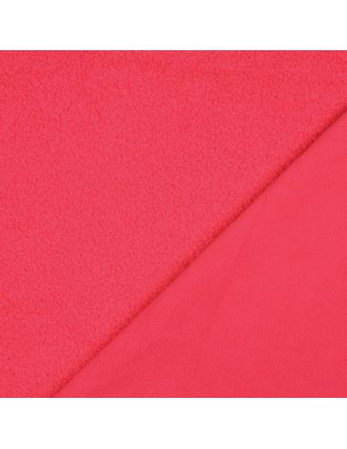 Dubbelzijdige Teddy-fleece stof - Fluorescerend roze