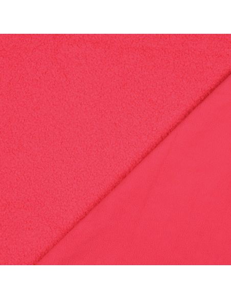 Dubbelzijdige Teddy-fleece stof - Fluorescerend roze