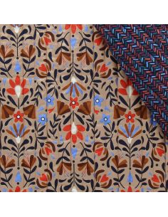 Lafleur gewatteerde katoenen stof - Beige en blauw