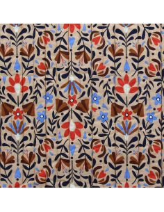 Lafleur gewatteerde katoenen stof - Beige en blauw 2