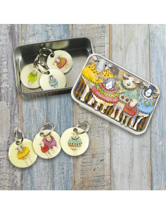 Set van 6 breiringmarkeerders - Schaap en trui