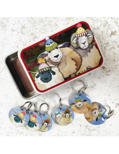 Set van 6 breiringmarkeerders - Gelukkige schaap