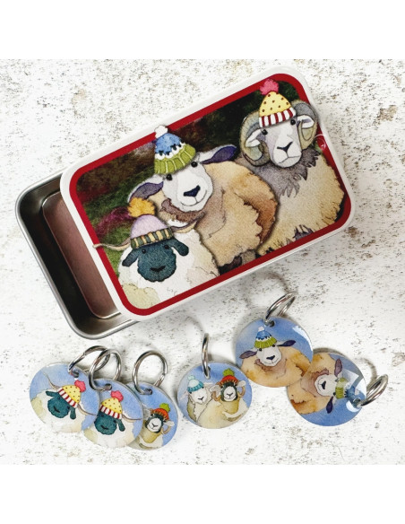 Set van 6 breiringmarkeerders - Gelukkige schaap