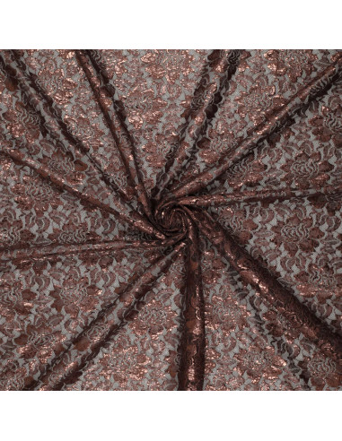 Gemetalliseerd kantstof Lisa - Chocolade