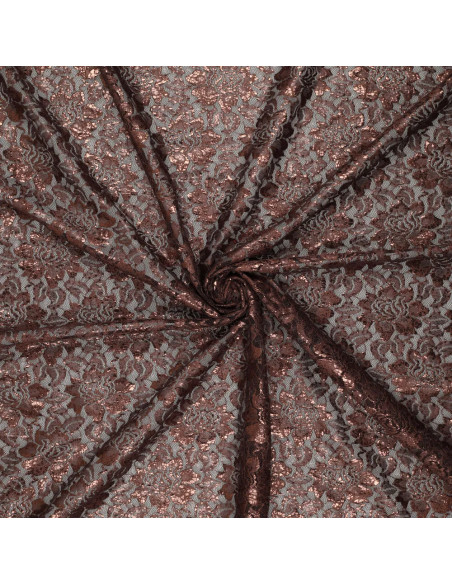 Gemetalliseerd kantstof Lisa - Chocolade
