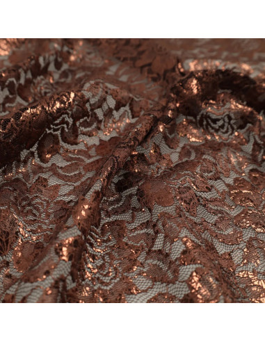 Gemetalliseerd kantstof Lisa - Chocolade