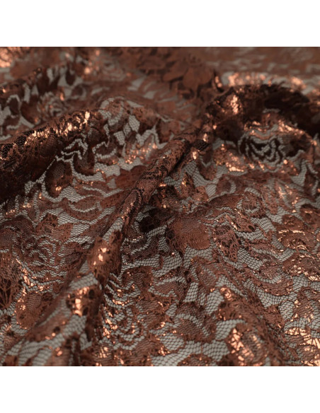 Gemetalliseerd kantstof Lisa - Chocolade