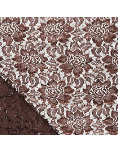 Gemetalliseerd kantstof Lisa - Chocolade