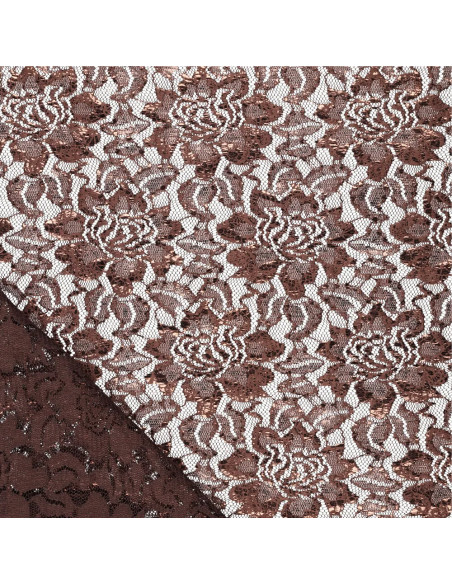 Gemetalliseerd kantstof Lisa - Chocolade