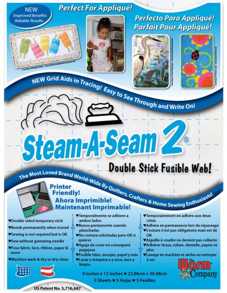Set van 5 dubbelzijdige strijkbare vellen Steam-A-Seam 2